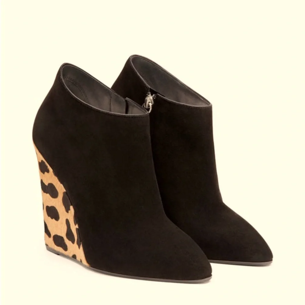 Giuseppe Zanotti Leopard Suede Ankle Booties